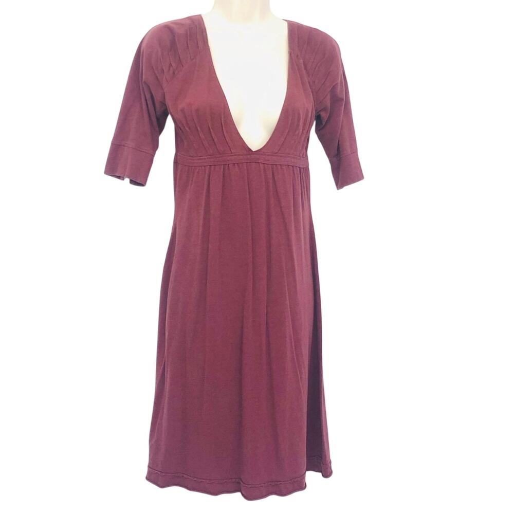 Element Brand Maroon Burgundy Empire Waist Casual Dress Plunge V Neckline
